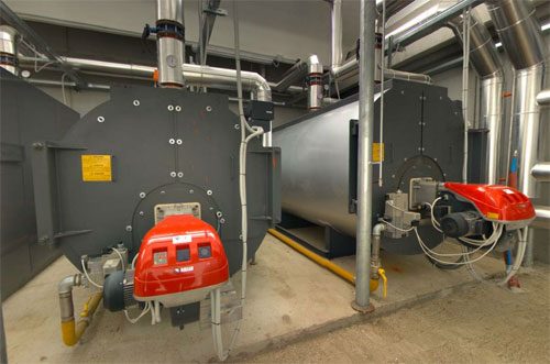 Industrial burner heating a large greenhouse